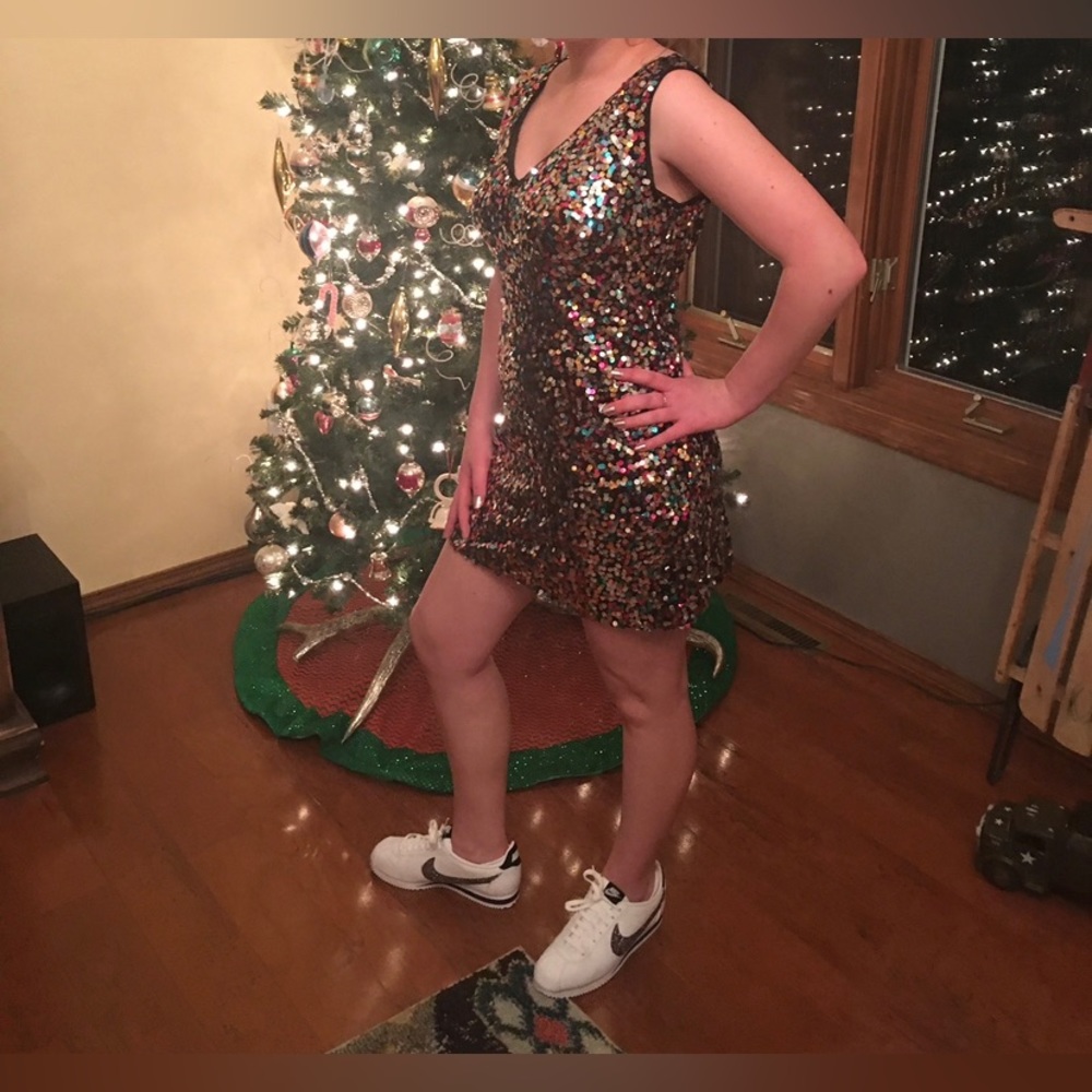 If By Sea Rainbow Sequin Tank Homecoming Dress
